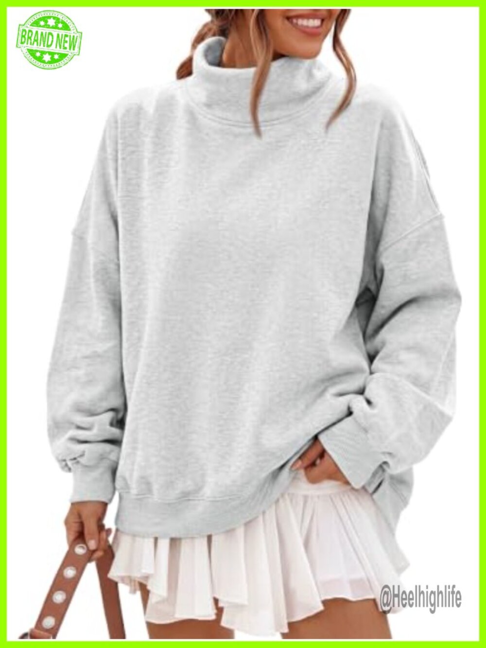 Fleece Oversized Mock Neck Sweatshirt with Pockets